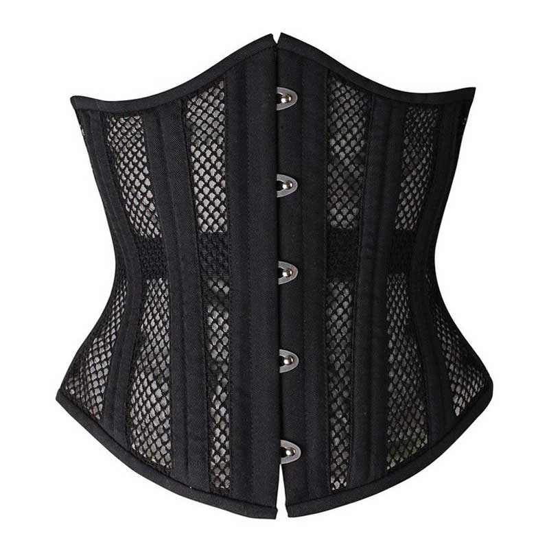 22 Steel Boned Breathable Mesh Bodyshaper Underbust Waist Training Cincher Corset Black United Costumes